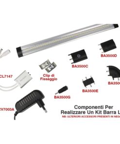 Lampada Barra Led in alluminio 300mm 3W 12V DC Bianco Caldo per Cucina Armadio Corridoio Mensola Vetrina Luci Notte