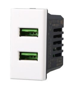 Modulo Presa Caricatore 2 USB 5V 2,1A 2 Porte USB-A Colore Bianco Compatibile Con Bticino Axolute