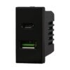 Modulo Presa Caricatore USB 2 Porte 3,1A USB-A + USB Type C Colore Nero Compatibile Con Bticino Axolute