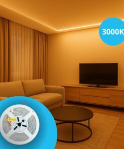 24V Striscia Led SMD Da 10 Metri, 20W/M 135lm/W 238SMD/M, Bianco Caldo 3000K, Larga 10mm, Dimmerabile PWM, Tagliabile ogni 7 smd da 29mm, IP20, CRI>80