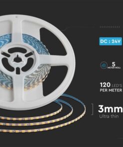 24V Striscia LED Ultra Slim SMD 2835 120 LED Double PCB 3mm 6500K 8W/M SKU-23026