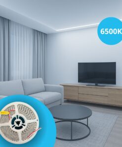 24V Striscia Led SMD Da 10 Metri, Slim da 5mm 8W/M, 110lm/W 120SMD/M, Bianco Freddo 6500K, Tagliabile Ogni Singolo Led da 8mm, Dimmerabile PWM, IP20, CRI>80