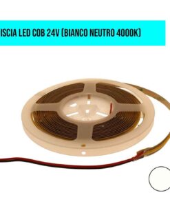 Bobina Striscia LED COB 528 24V, 10W/M, Dimmerabile PWM, Tagliabile Ovunque, IP20, Efficienza 95lm/W, CRI>90, CE, Durata 30000 Ore, 4000K Bianco Neutro MS12634