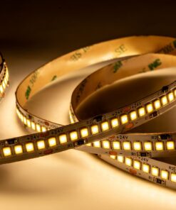 Striscia LED SMD 2835 24V, 5 Metri, Larga 10mm, Caldo 3000K, Super Luminoso 24W/M 4000LM/M 160LM/W 240SMD/M, Dimmerabile PWM, Tagliabile ogni 33mm, IP20, CRI>80