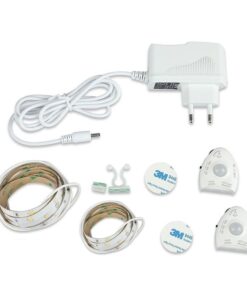 Kit Strip LED 1.2M 2.8W/M Luce Scendiletto Doppio 3000K Dimmerabile Alimentatore + Sensore di Movimento PIR SKU-2550