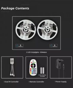 Kit Strip LED SMD5050 4,8W/m 30 LED/m RGB 2x5metri con Telecomando e Alimentatore SKU-2630