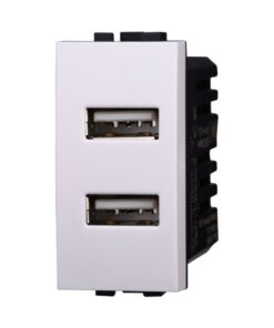Modulo Presa Caricatore USB 5V 2,1A 2 Porte USB-A Colore BIANCO Compatibile Con Bticino Living Light