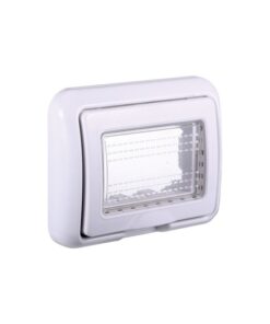 Placca con Coperchio Supporto Stango Idrobox IP55 Compatibile Con Bticino Living Light 3P Bianco
