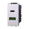 Modulo Presa Caricatore USB 2 Porte 3,1A USB-A + USB Type C Colore BIANCO Compatibile Con Bticino Living Light