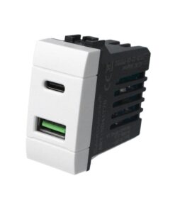 Alternative view of Modulo Presa Caricatore USB 2 Porte 3,1A USB-A + USB Type C Colore BIANCO Compatibile Con Bticino Living Light