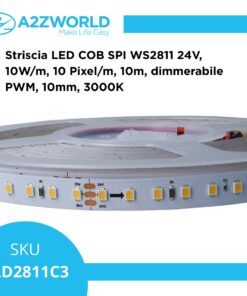 Alternative view of 24V Striscia LED COB Dinamica Running SPI WS2811 10 Metri 10W/M 100lm/W 10 Pixel/M Larga 10mm Tagliabile 10cm, 3000K 4000K 6000K CCT (Bianco Caldo 3000K)