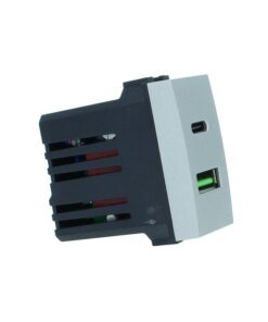 Serie Civile ETTROIT Grigio Compatibile Con Bticino Living Tech (Presa USB A QC + USB C PD) - immagine 6