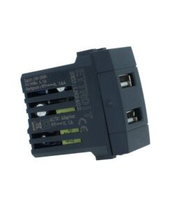 Modulo Presa Caricatore USB 5V 2,1A 2 Porte USB-A Colore Nero Compatibile Con Bticino Living International