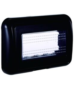Placca con Coperchio Supporto Stango Idrobox IP55 Compatibile Con Bticino Living Light 4P Nero
