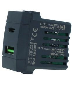 Presa USB 3,1A 2 Porte (USB-A + USB-C) Nera Compatibile Bticino Living