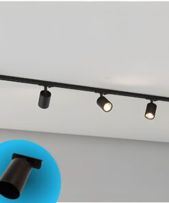 Porta Faretto da Binario Mono Fase, Attacco GU10 orientabile e ruotabile, Max 50W 220V, Nero