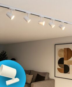 Porta Faretto da Binario Mono Fase, Attacco E27 orientabile e ruotabile, Max 50W 220V, Bianco