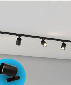 Porta Faretto da Binario Mono Fase, Attacco E27 orientabile e ruotabile, Max 50W 220V, Nero