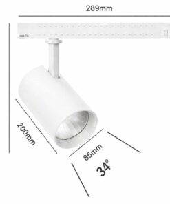 Alternative view of 2 Kit Fari LED Binario Trifase 30W 4000LM, Corpo Bianco Luce 3000K, CRI>90 UGR<19 Angolo 120°, D85X128mm, Driver Alimentatore a Scomparsa Lunga 289mm CB58130WC