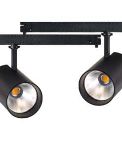 2 Kit Fari LED Binario Trifase 30W 4000LM, Corpo Nero Luce 3000K, CRI>90 UGR<19 Angolo 120°, D85X128mm, Driver Alimentatore a Scomparsa Lunga 289mm CB58130BC