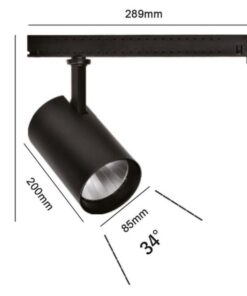 2 Kit Fari LED Binario Trifase 30W 4000LM, Corpo Nero Luce 3000K, CRI>90 UGR<19 Angolo 120°, D85X128mm, Driver Alimentatore a Scomparsa Lunga 289mm CB58130BC