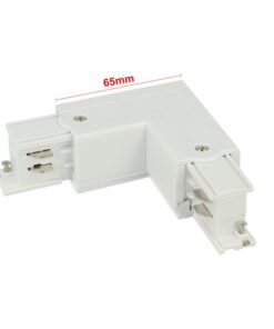 Sistema Illuminazione Binario Trifase Bianco, Binario Connettori Giunti Accessori (Giunto Forma L Destro)