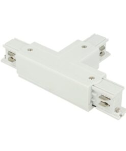 Sistema Illuminazione Binario Trifase Bianco, Binario Connettori Giunti Accessori (Giunto Forma T Sinistro)
