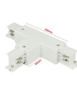 Sistema Illuminazione Binario Trifase Bianco, Binario Connettori Giunti Accessori (Giunto Forma T Destro)
