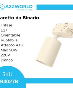 Sistema Illuminazione Binario Trifase Bianco, Binario Connettori Giunti Accessori (Portafaretto E27)