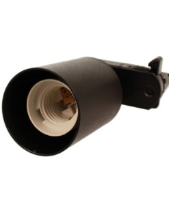 Porta Faretto da Binario Trifase, Attacco E27 orientabile e ruotabile, attacco 4 fili, compatibile con 3 linee di accensione, Max 50W 220V, Nero