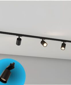 Porta Faretto da Binario Trifase, Attacco E27 orientabile e ruotabile, attacco 4 fili, compatibile con 3 linee di accensione, Max 50W 220V, Nero