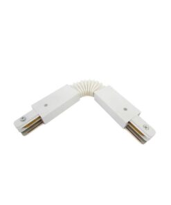 Giunto Connettore Curva Flessibile per Binario Mono Fase Colore Bianco Doppia Testa Per Mono Fase