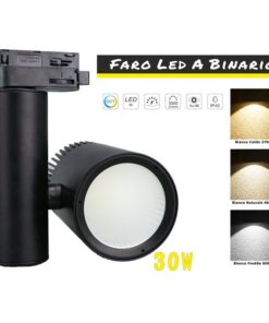 Alternative view of Faro Lampada Led A Binario 30W Mono Fase CCT CRI 90 Carcassa Nera 2700K 4000K 6000K 3 In 1 Luce Stretta 24 Gradi