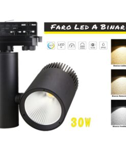 Alternative view of Faro Lampada Led A Binario 30W Trifase CCT CRI 90 Carcassa Nera 2700K 4000K 6000K 3 In 1 Luce Stretta 24 Gradi