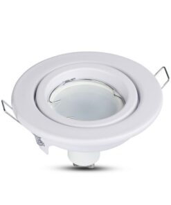 Porta Faretto Led GU10 MR16 Rotondo Con Molla Colore Bianco Orientabile Spotlight Fitting SKU-3469