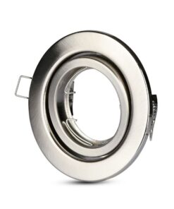 Porta Faretto Led GU10 MR16 Rotondo Con Molla Colore Nichel Satinato Orientabile Spotlight Fitting SKU-3470