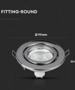 Porta Faretto Led GU10 MR16 Rotondo Con Molla Colore Cromato Orientabile Spotlight Fitting SKU-3471