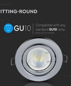 Porta Faretto Led GU10 MR16 Rotondo Con Molla Colore Cromato Orientabile Spotlight Fitting SKU-3471