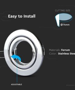 Porta Faretto Led GU10 MR16 Rotondo Con Molla Colore Cromato Orientabile Spotlight Fitting SKU-3471