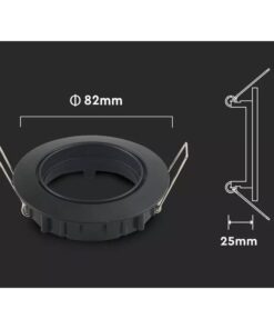 Porta Faretto Led GU10 MR16 Rotondo Con Molla Colore Nero Orientabile Spotlight Fitting SKU-8955