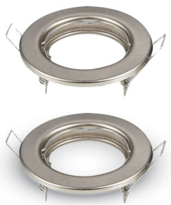 2 PZ Porta Faretti LED GU10 MR16 Rotondi Fissi con Molla Satinati SKU 3585