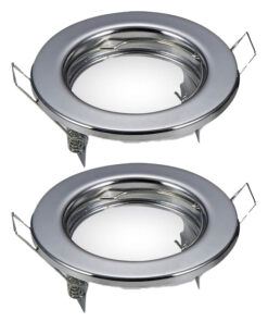 2 PZ Porta Faretti LED GU10 MR16 Rotondi Fissi con Molla Cromati SKU 3586