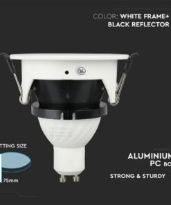 Porta Faretto Led GU10 MR16 Da Incasso Bianco Asimmetrico Mezza Luna Foro 70mm SKU-8599