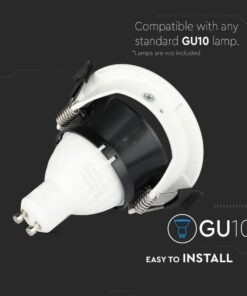 Porta Faretto Led GU10 MR16 Da Incasso Bianco Asimmetrico Mezza Luna Foro 70mm SKU-8599