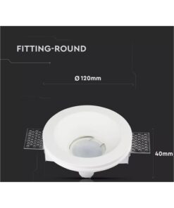 Portafaretto Lampada Led GU10 Da Incasso A Scomparsa Corpo Rotondo Diametro 120mm In Gesso Bianco Verniciabile SKU-3640