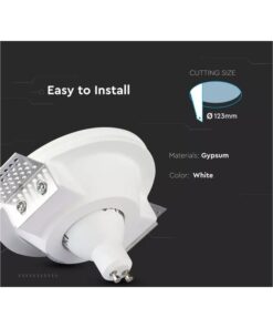 Portafaretto Lampada Led GU10 Da Incasso A Scomparsa Corpo Rotondo Diametro 120mm In Gesso Bianco Verniciabile SKU-3640