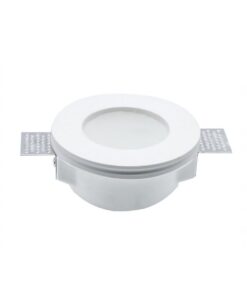 Portafaretto Da Incasso A Scomparsa Corpo Rotondo In Gesso Vetro Satinata Portalampada GU10 Incluso SKU-3692