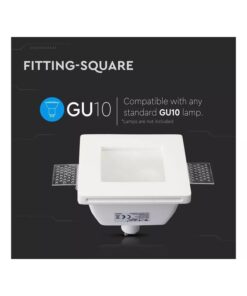 Alternative view of Portafaretto Da Incasso A Scomparsa Corpo Quadrato In Gesso Vetro Satinata Portalampada GU10 Incluso SKU-3691