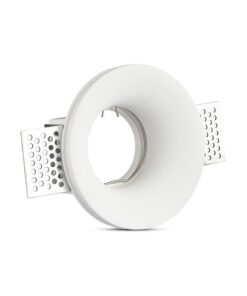 Portafaretto Lampada Led GU10 Da Incasso A Scomparsa Corpo Tondo Diametro 100mm In Gesso Bianco Verniciabile SKU-3697
