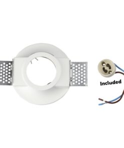 Portafaretto Lampada Led GU10 Da Incasso A Scomparsa Corpo Tondo Diametro 100mm In Gesso Bianco Verniciabile SKU-3697